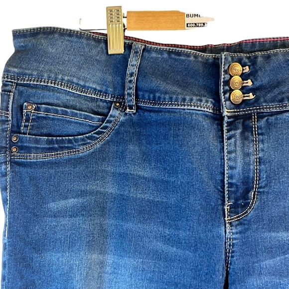 Warehouse One Women's Jeans Size 34 Reg Blue Dark Wash Bottoms Up Skinny - Picture 2 of 12
